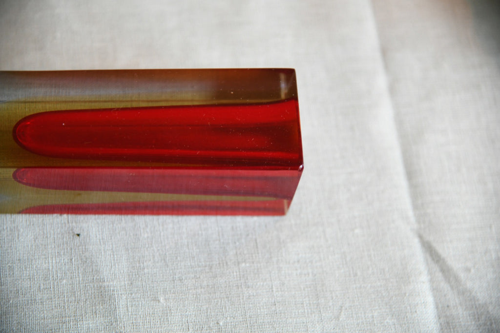 Murano Square Red and Yellow Glass Vase