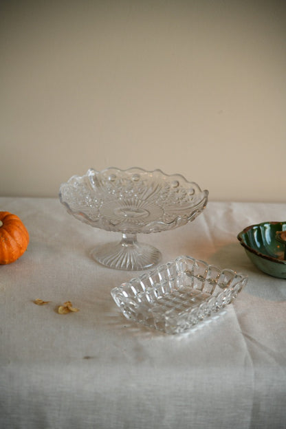 Glass Cake Stand and Glass Dish