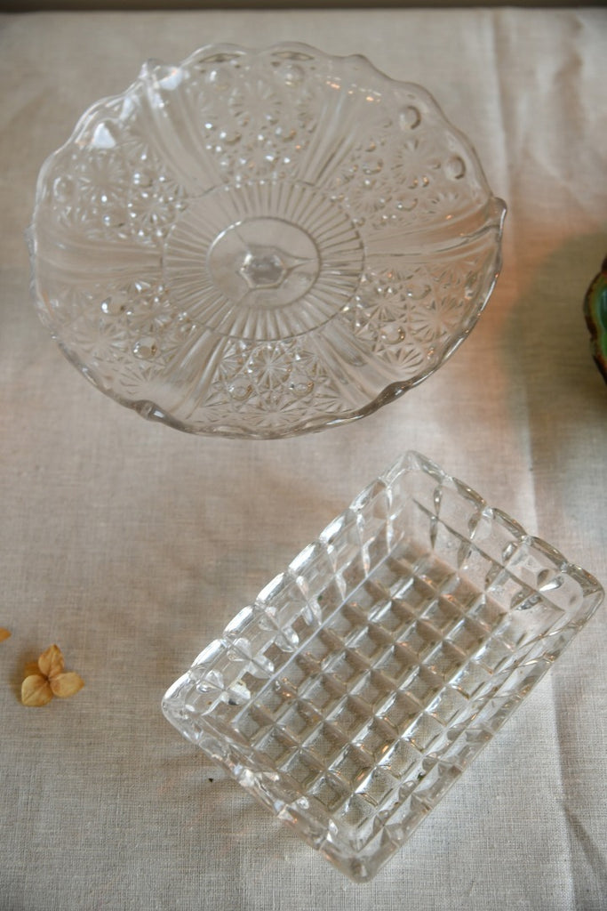 Glass Cake Stand and Glass Dish