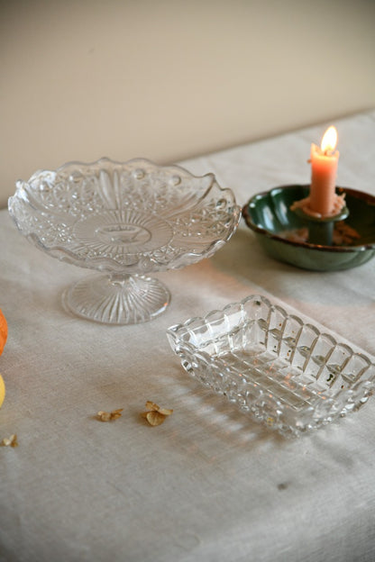 Glass Cake Stand and Glass Dish