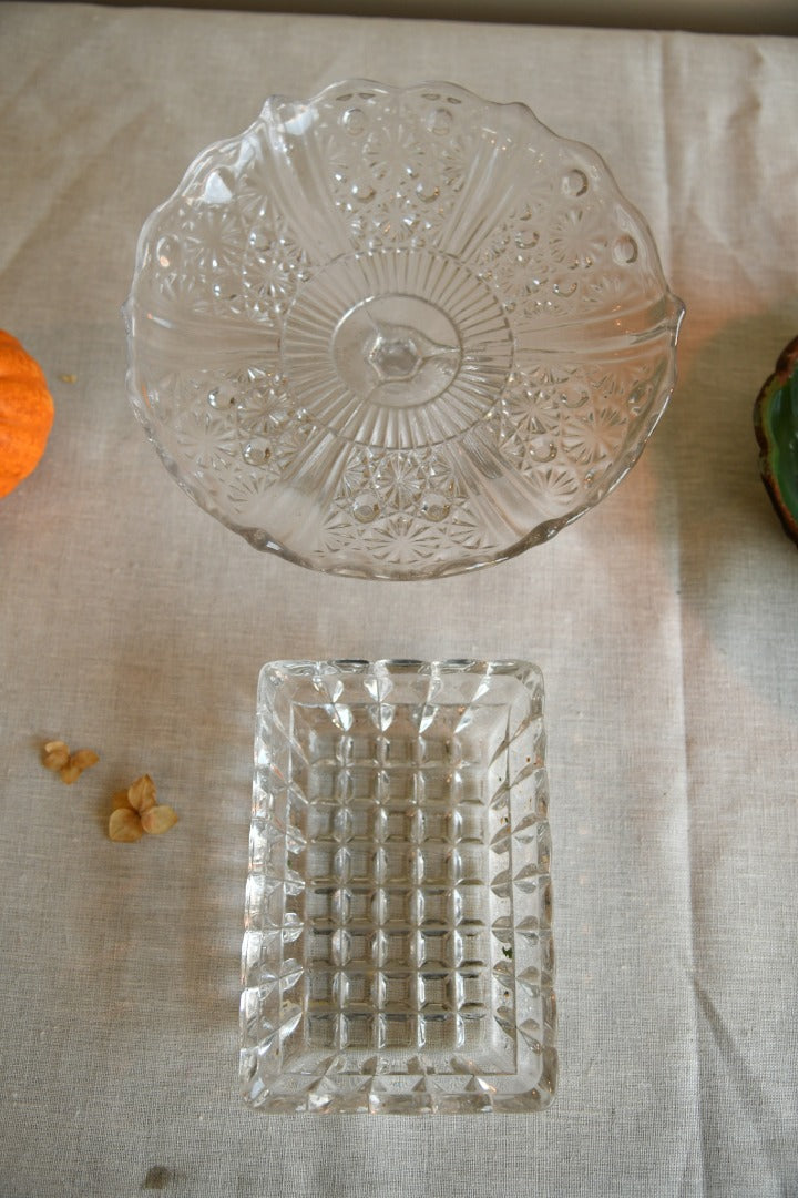 Glass Cake Stand and Glass Dish