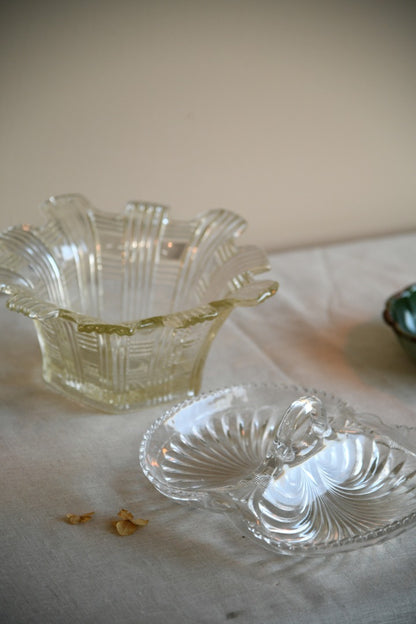 Glass Nibbles Dish and Glass Bowl