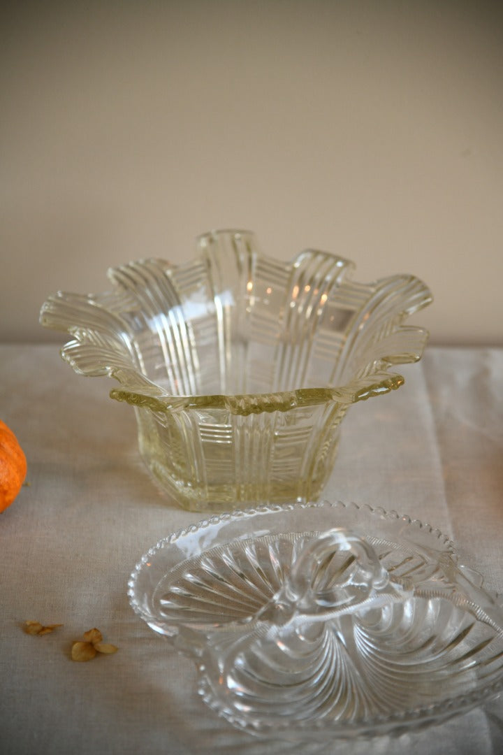 Glass Nibbles Dish and Glass Bowl