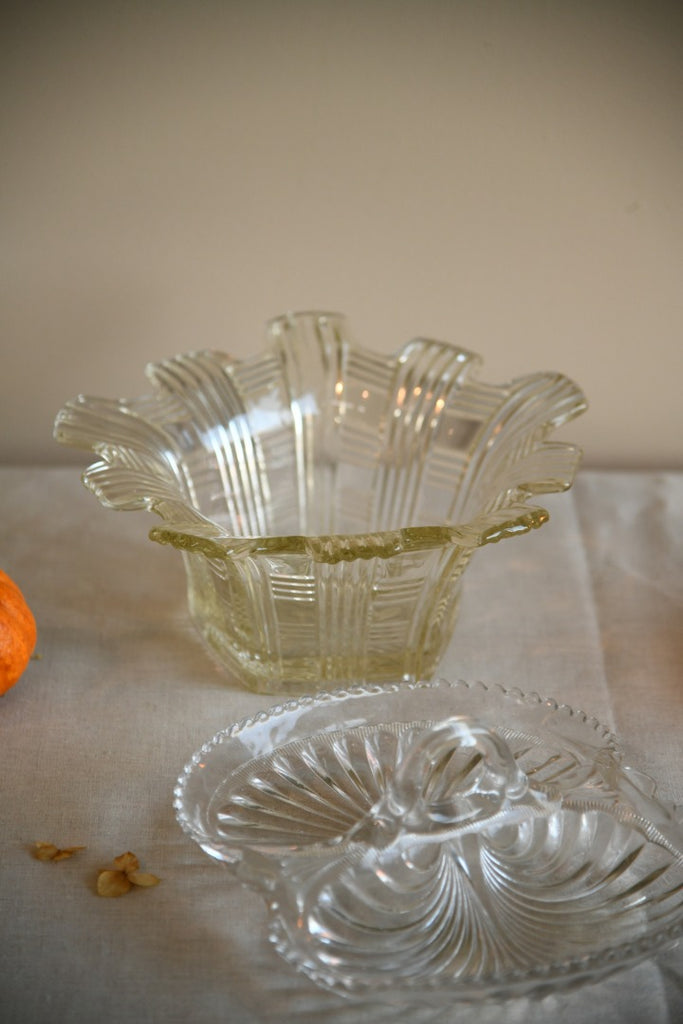 Glass Nibbles Dish and Glass Bowl