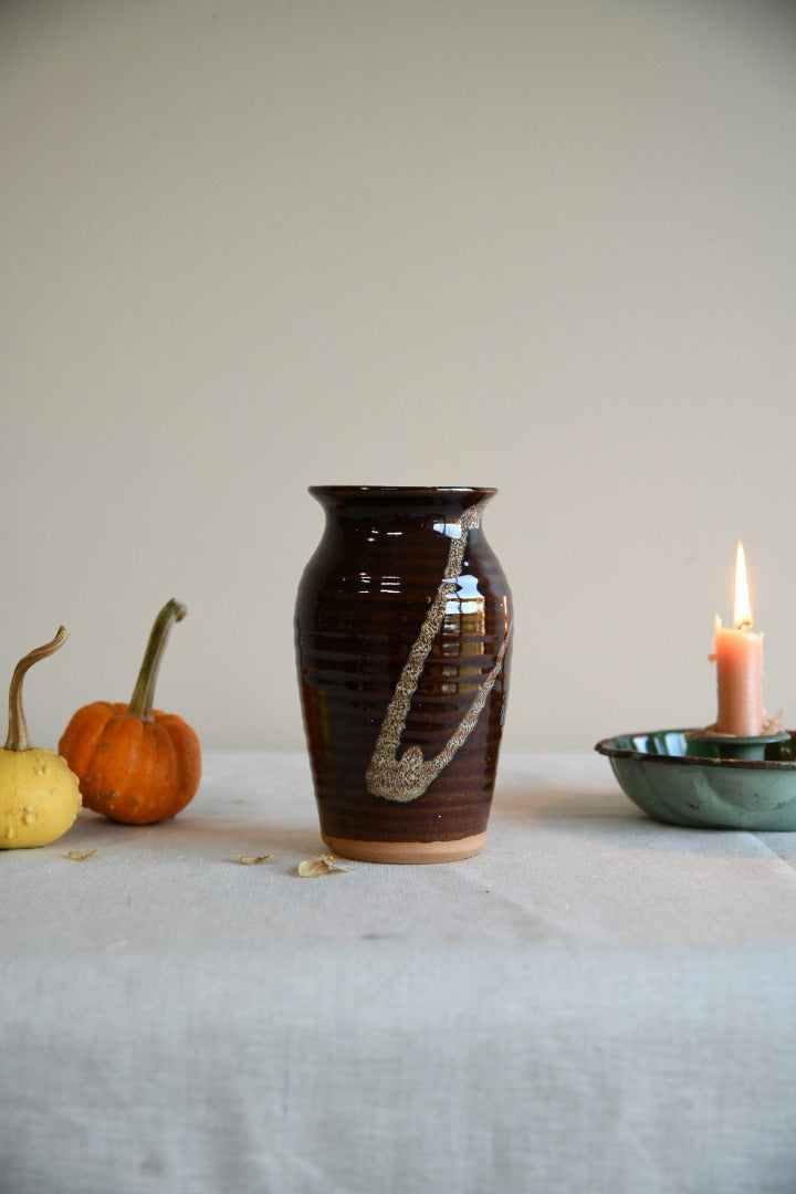 Brown Glazed Studio Pottery Vase