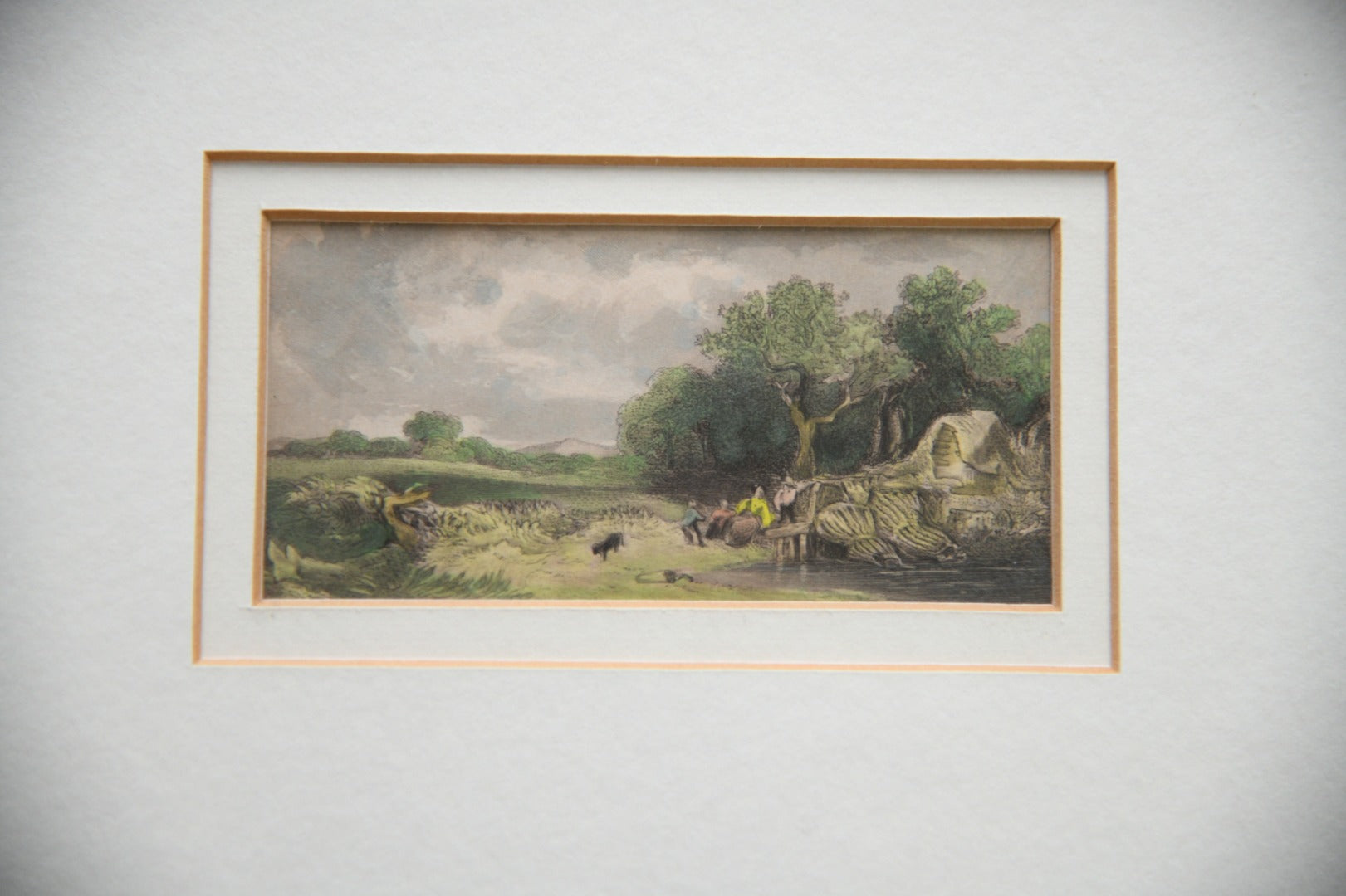 Pair Small Hand Coloured Country Scenes