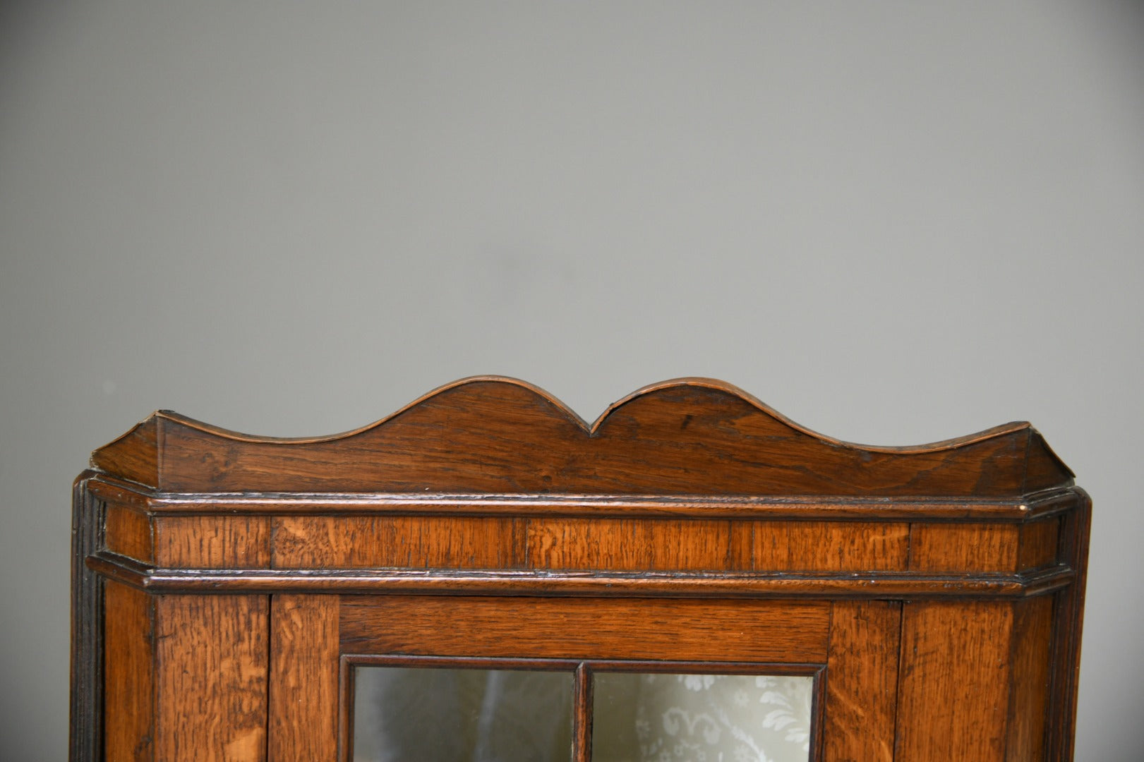 Antique Oak Glazed Corner Cupboard