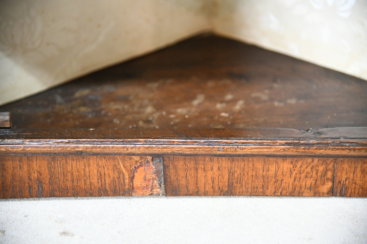 Antique Oak Glazed Corner Cupboard