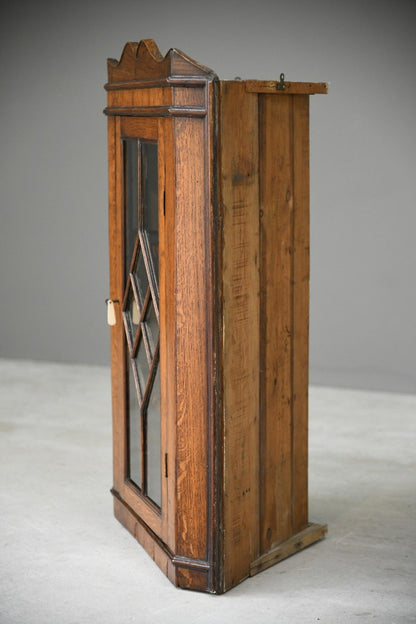 Antique Oak Glazed Corner Cupboard