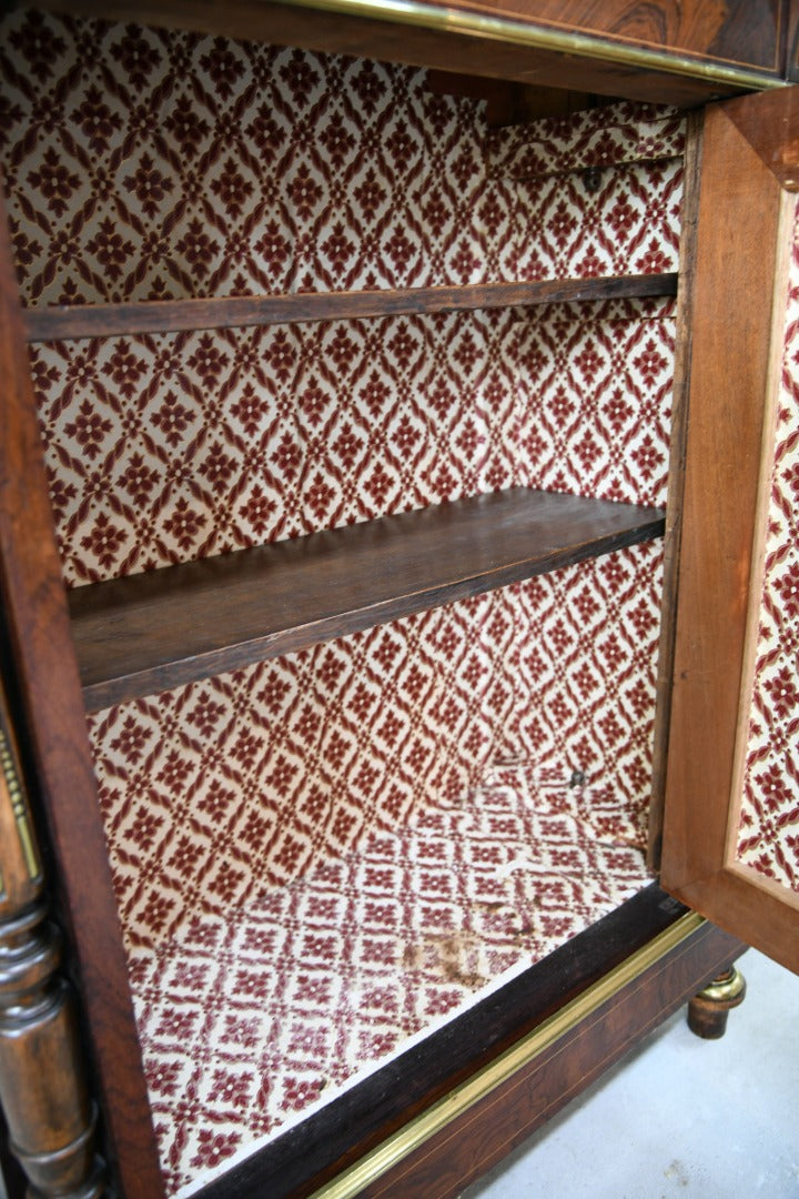 French Marble & Marquetry Veneer Cabinet