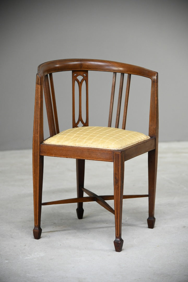 Edwardian Inlaid Walnut Corner Chair