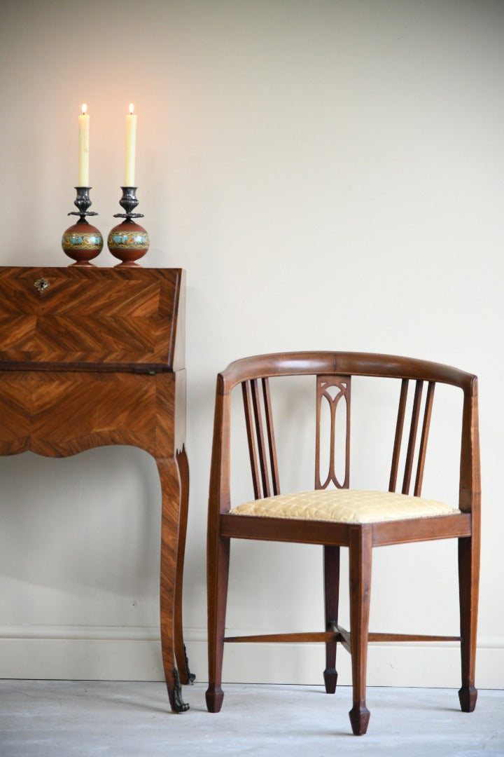 Edwardian Inlaid Walnut Corner Chair