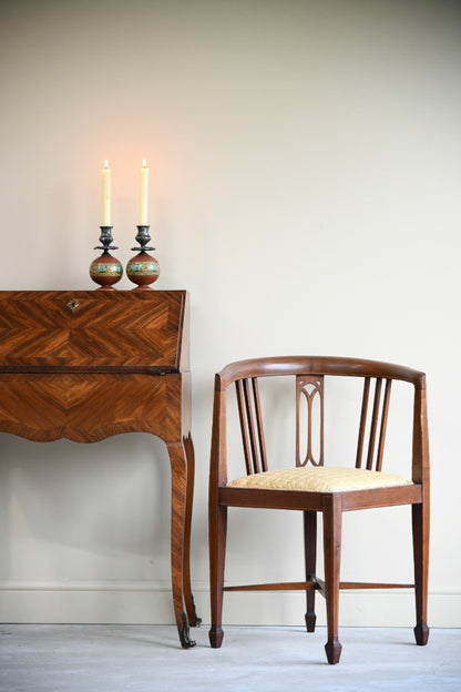 Edwardian Inlaid Walnut Corner Chair