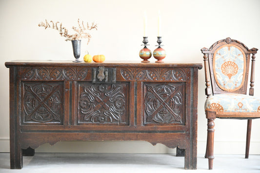 English Carved Oak Coffer