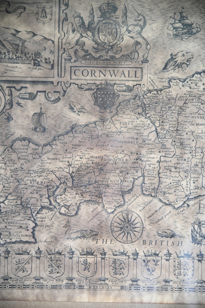 Vintage Cornwall Map