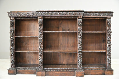 Large Victorian Carved Oak Bookcase