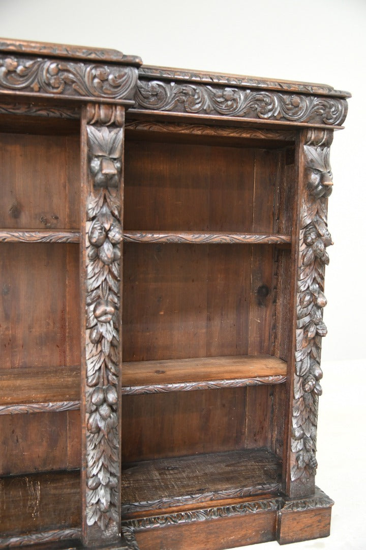 Large Victorian Carved Oak Bookcase