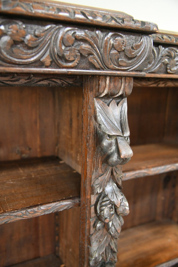 Large Victorian Carved Oak Bookcase