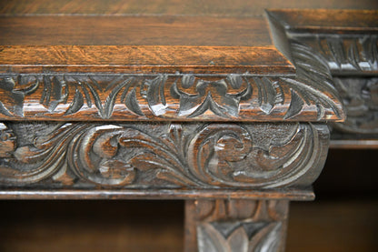 Large Victorian Carved Oak Bookcase