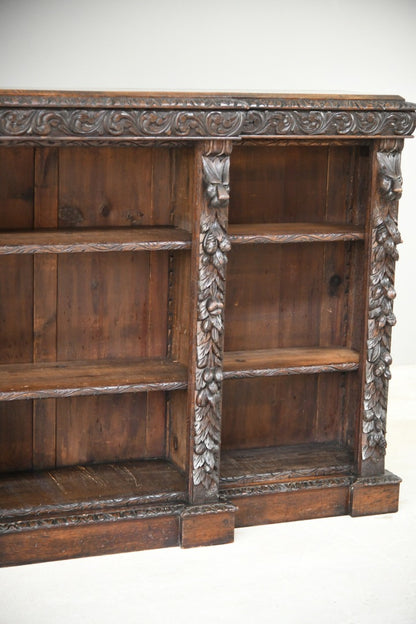 Large Victorian Carved Oak Bookcase