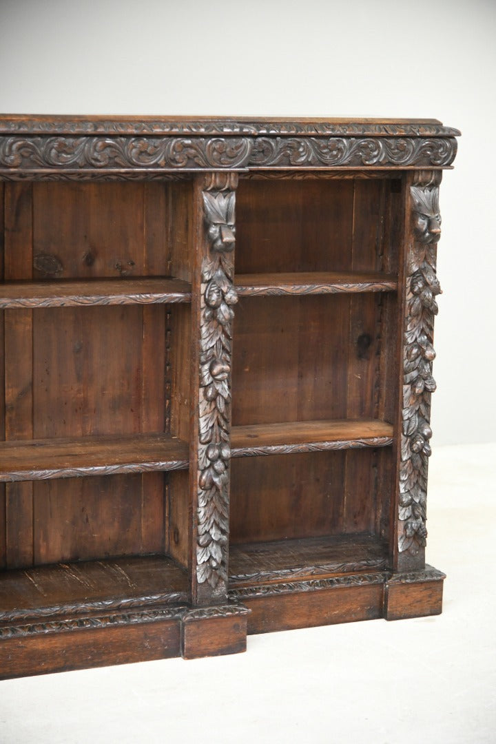 Large Victorian Carved Oak Bookcase