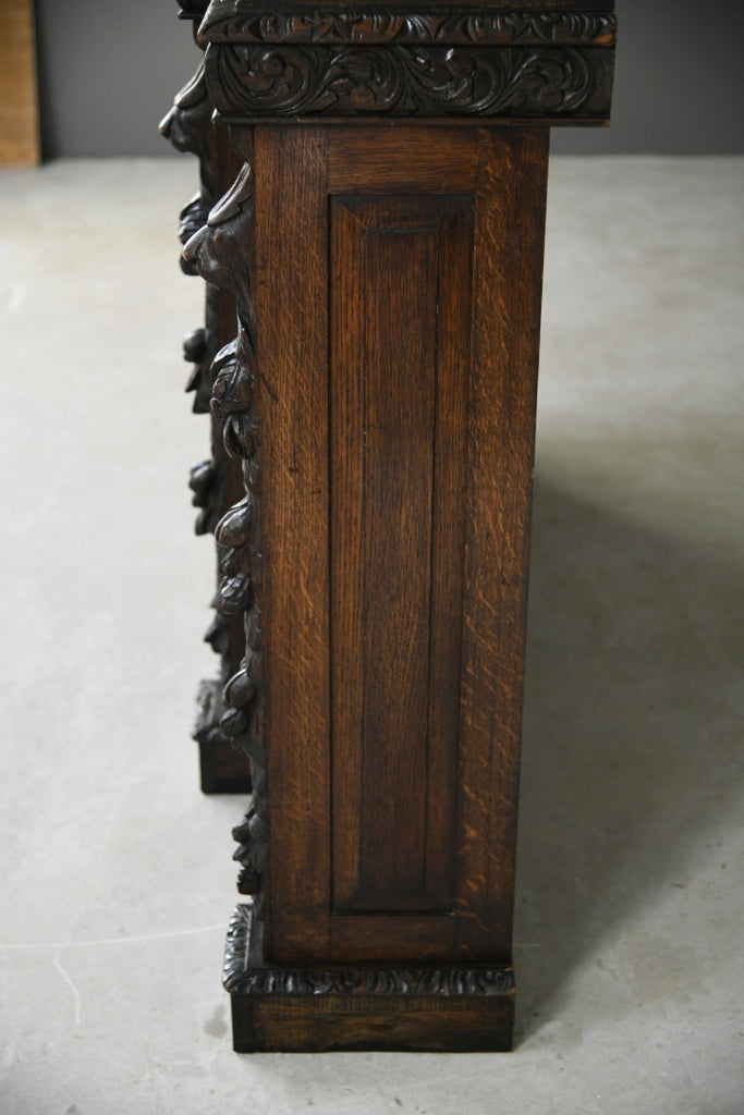 Large Victorian Carved Oak Bookcase