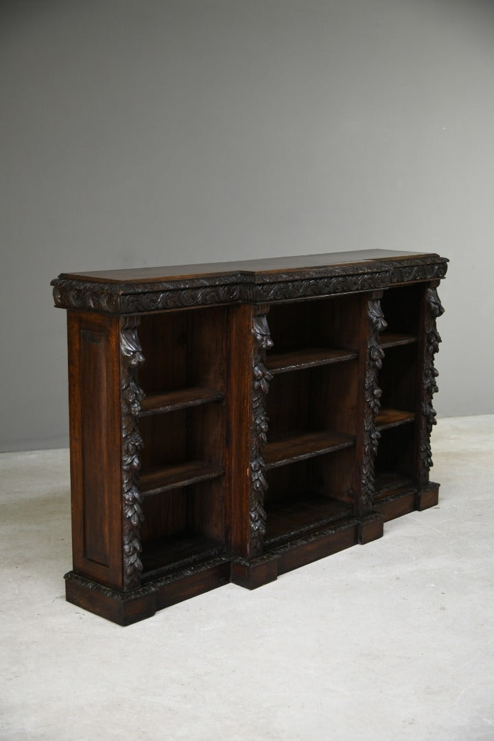 Large Victorian Carved Oak Bookcase