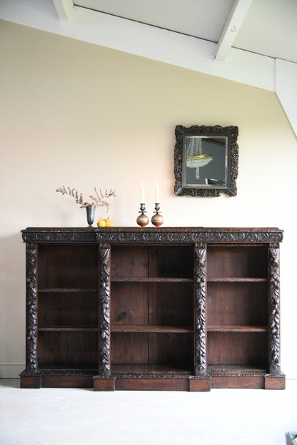 Large Victorian Carved Oak Bookcase