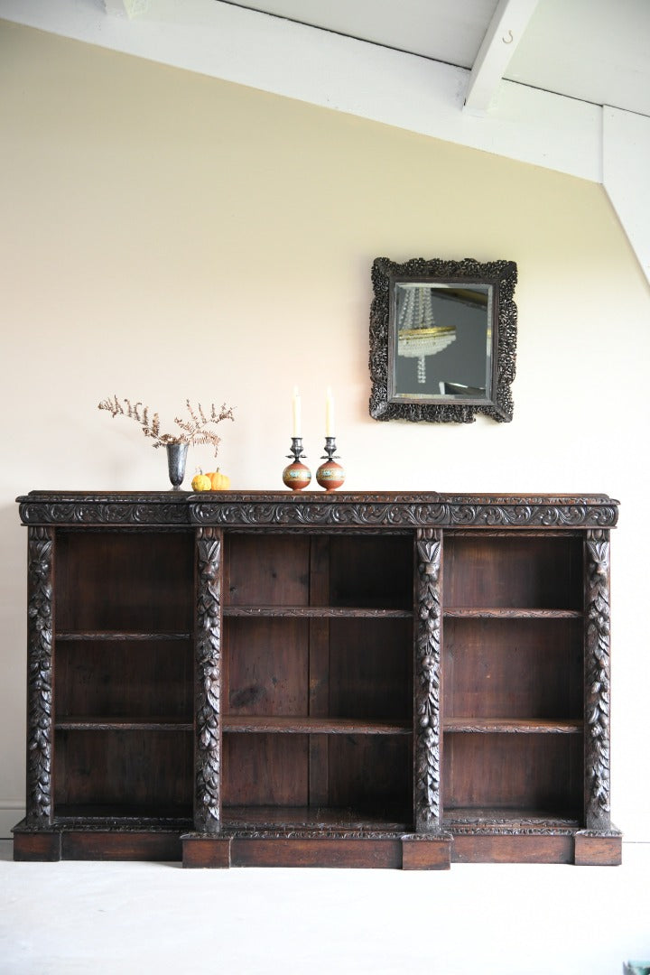 Large Victorian Carved Oak Bookcase