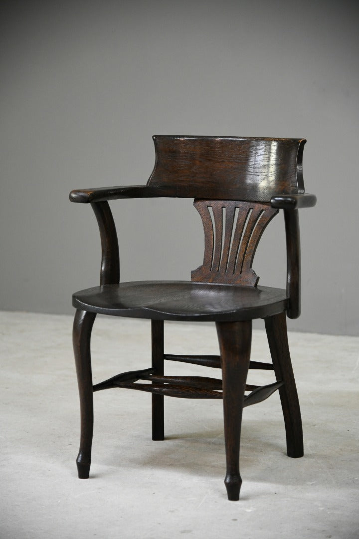 Antique Dark Oak Desk Chair