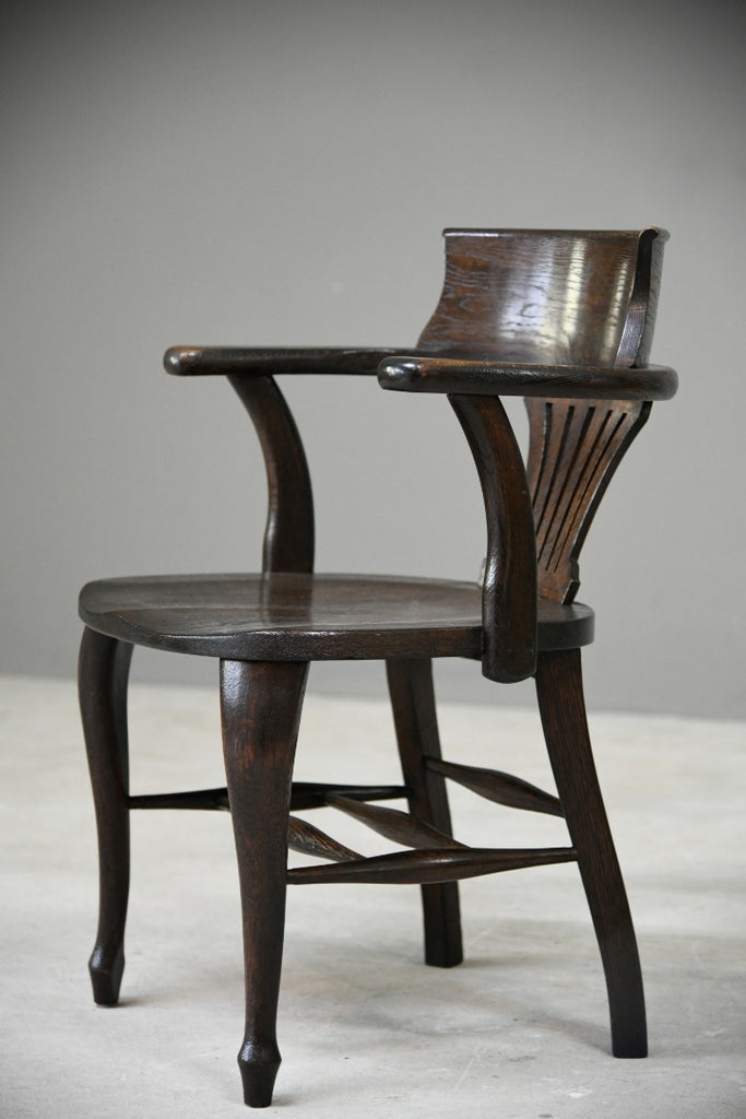 Antique Dark Oak Desk Chair