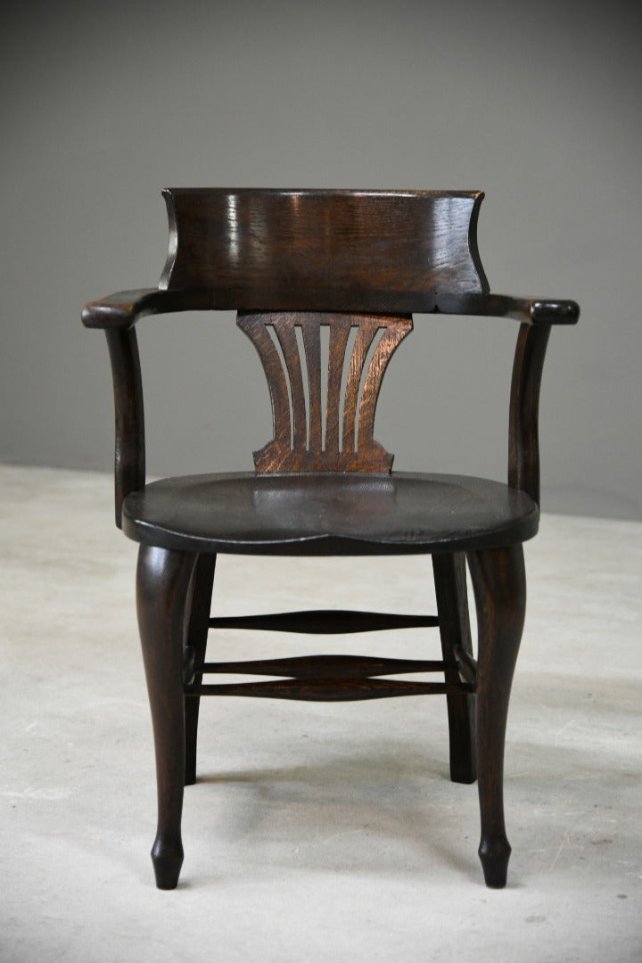 Antique Dark Oak Desk Chair