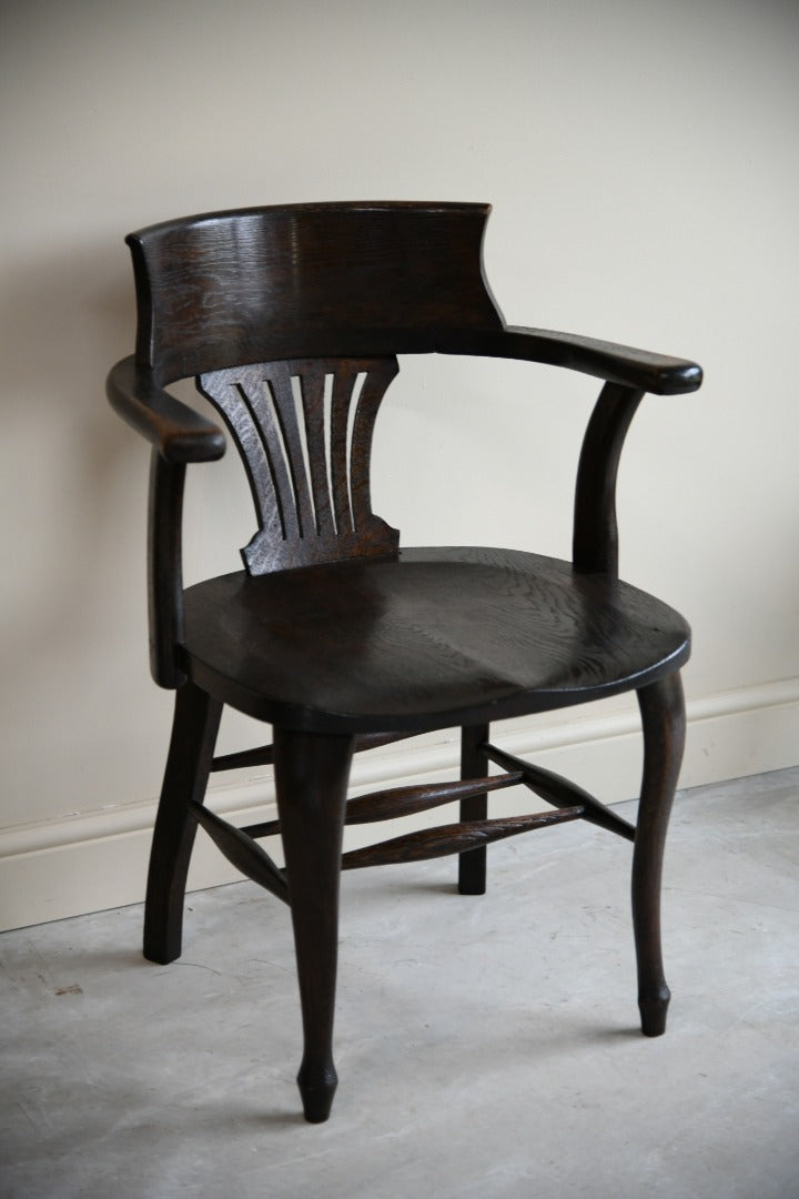 Antique Dark Oak Desk Chair