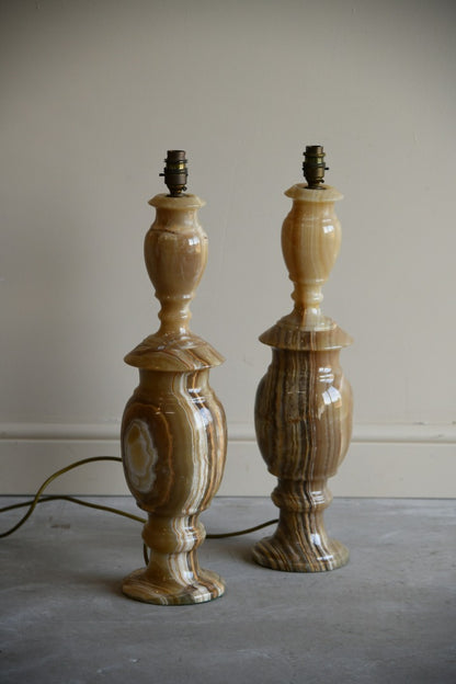 Large Pair Onyx Table Lamps