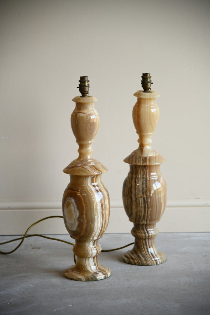 Large Pair Onyx Table Lamps