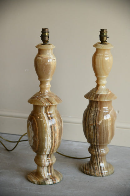 Large Pair Onyx Table Lamps