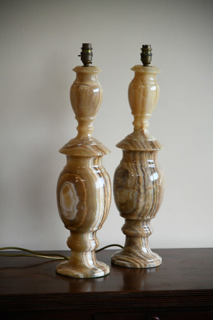 Large Pair Onyx Table Lamps