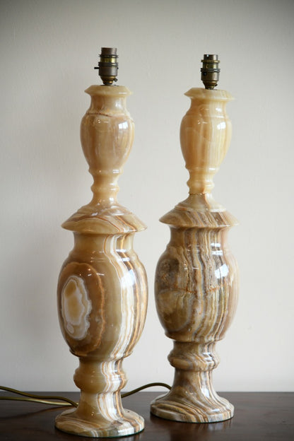 Large Pair Onyx Table Lamps