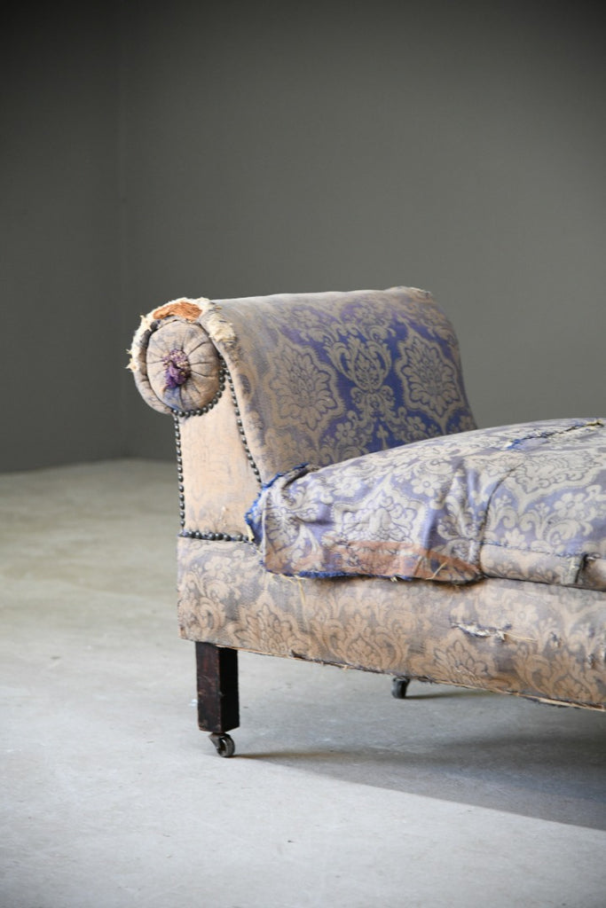 Antique Upholstered Box Ottoman Seat Blanket Storage