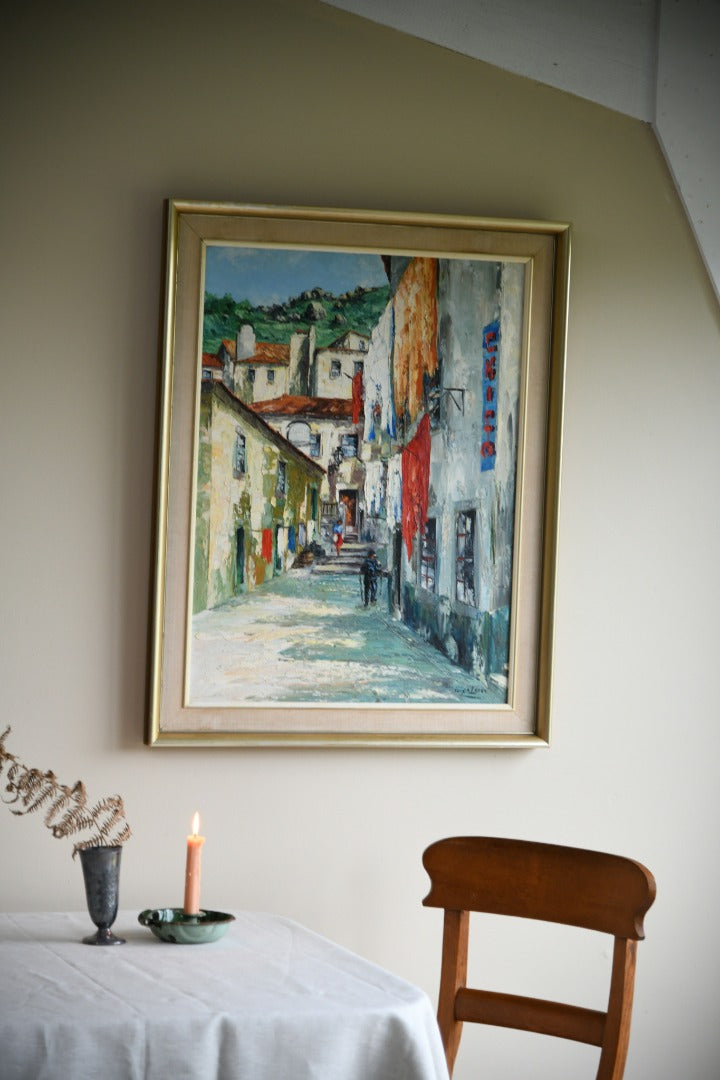 Portugese Oil Painting - Street Scene