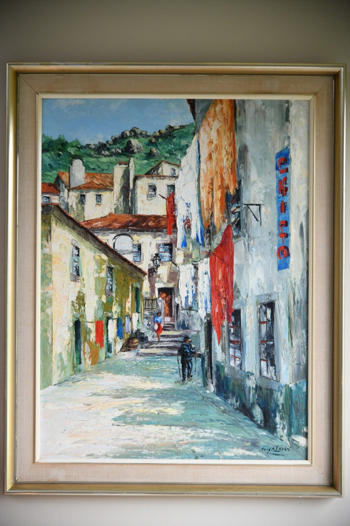 Portugese Oil Painting - Street Scene