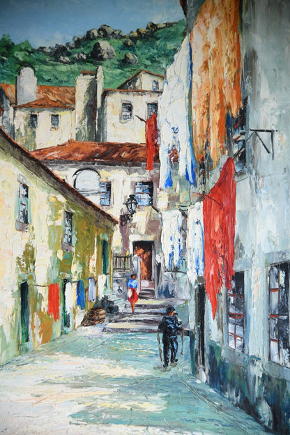 Portugese Oil Painting - Street Scene