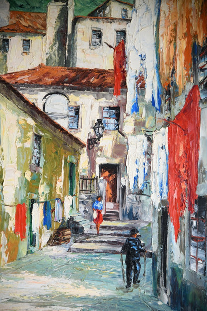 Portugese Oil Painting - Street Scene