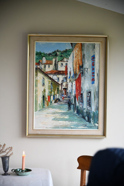 Portugese Oil Painting - Street Scene