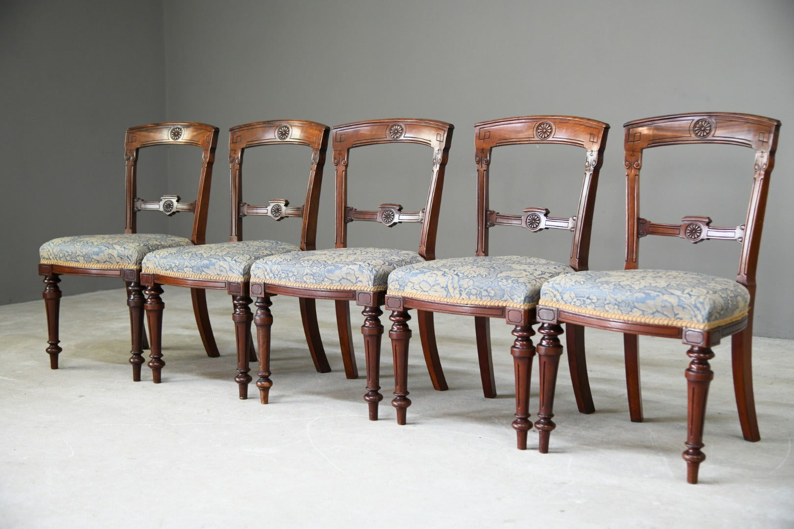 5 Victorian Walnut Dining Chairs