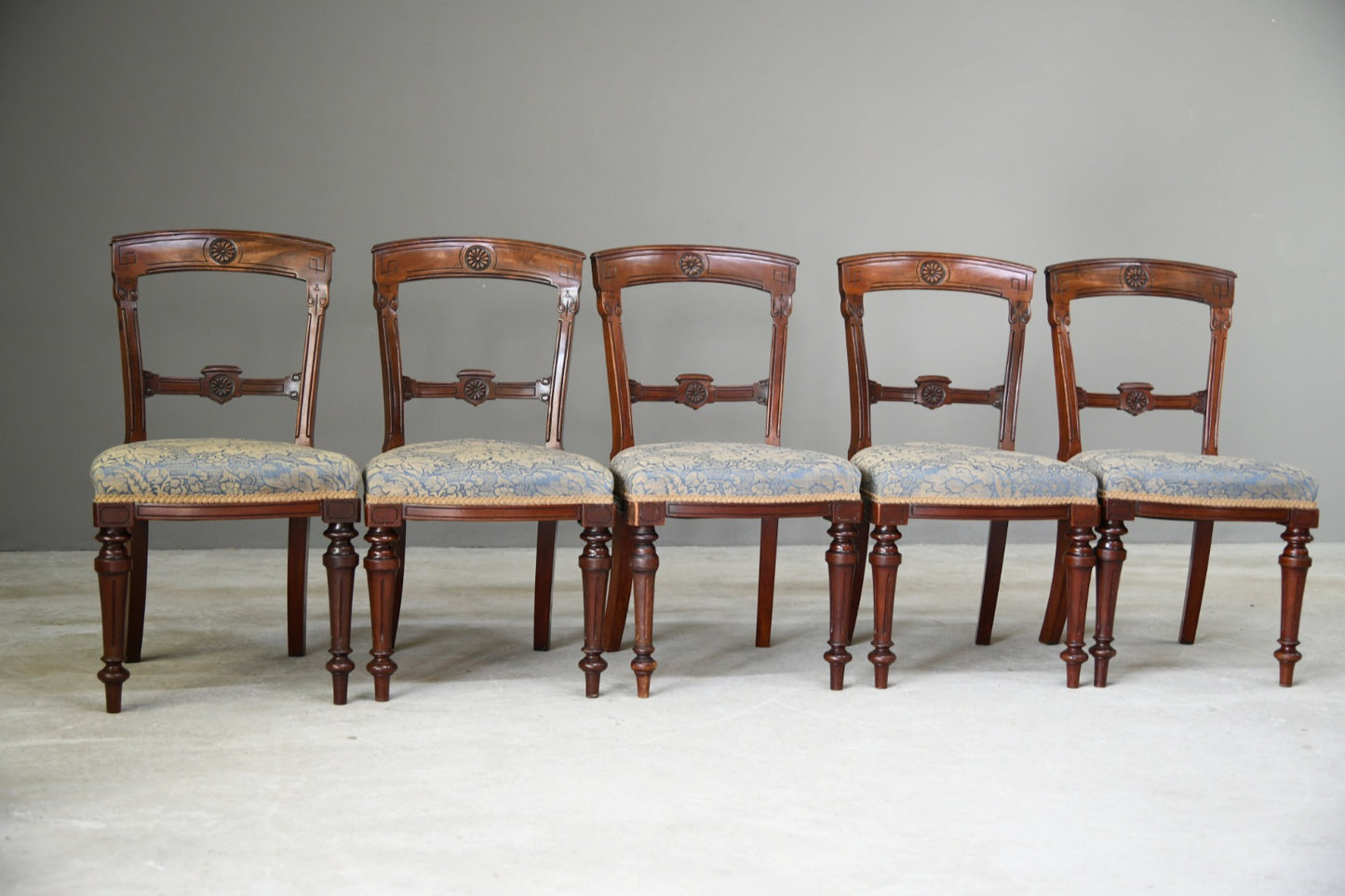 5 Victorian Walnut Dining Chairs