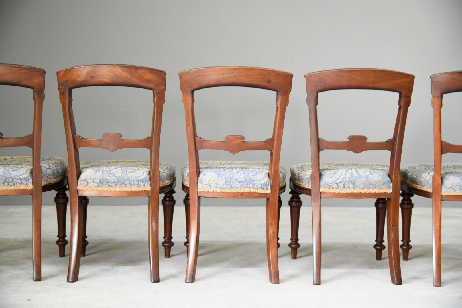 5 Victorian Walnut Dining Chairs