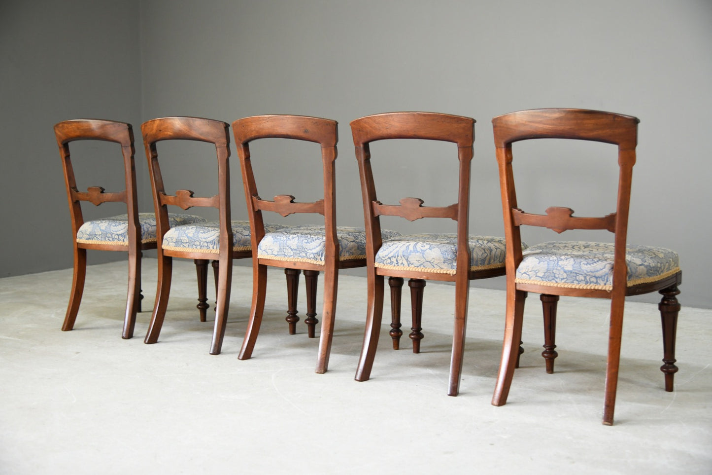 5 Victorian Walnut Dining Chairs