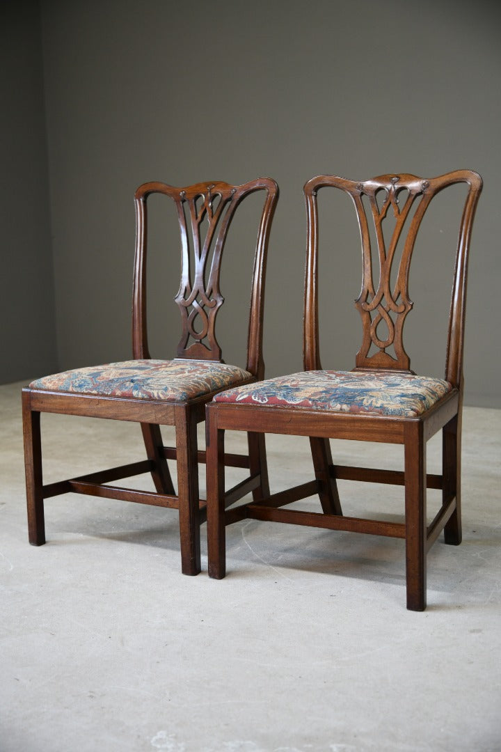 Pair Chippendale Style Mahogany Chairs