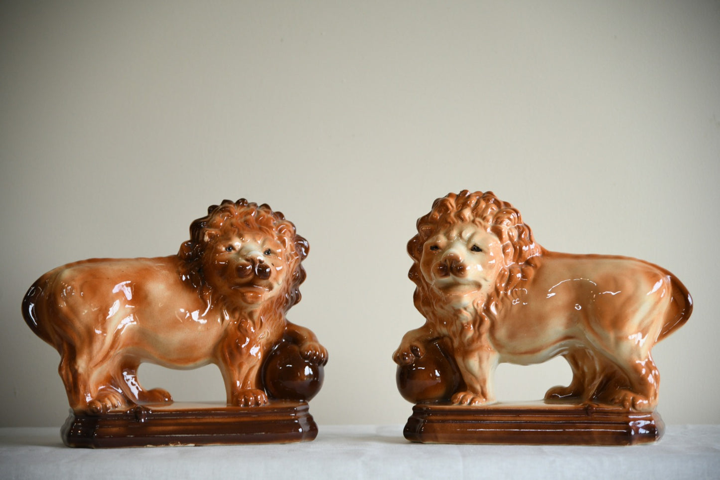 Pair Large Staffordshire Lions